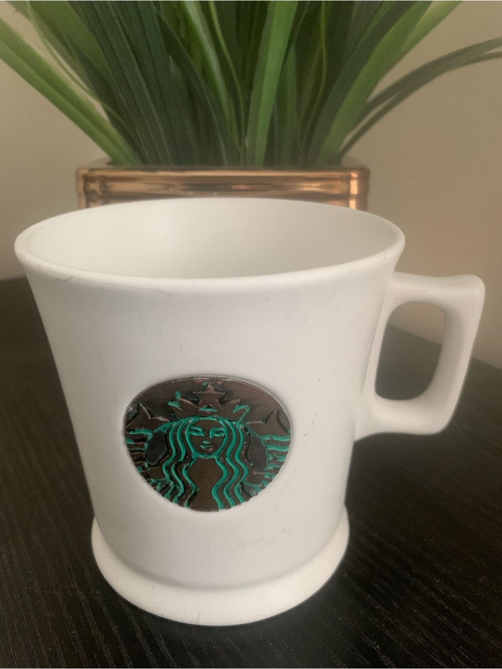 NOT FOR SALE Starbucks White Mug with Green Copper Siren Emblem